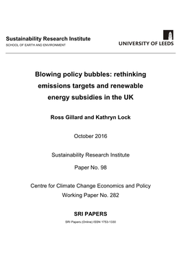 Blowing Policy Bubbles: Rethinking Emissions Targets and Renewable Energy Subsidies in the UK