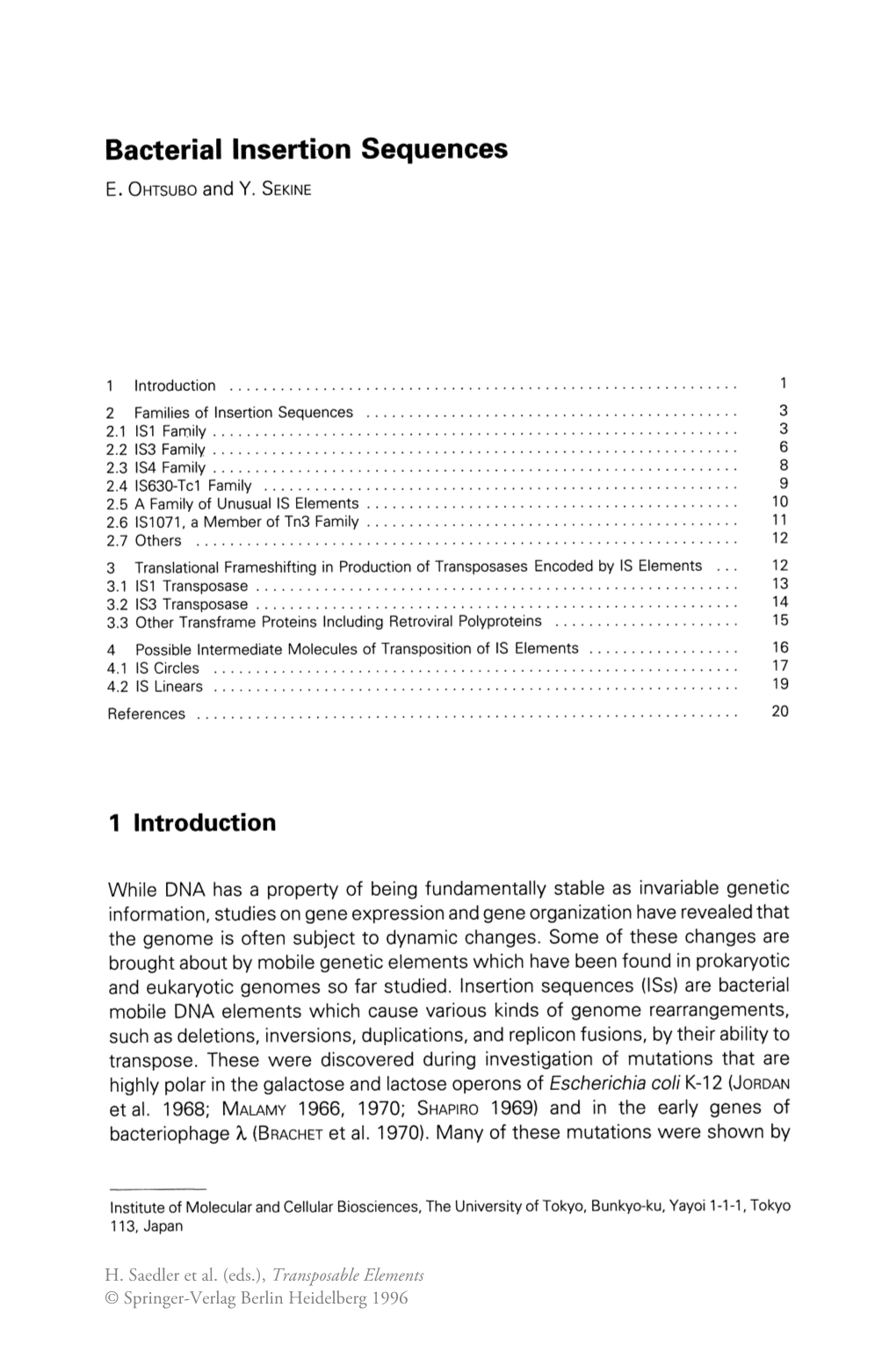 Bacterial Insertion Sequences E