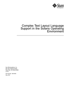 Complex Text Layout Language Support in the Solaris Operating Environment