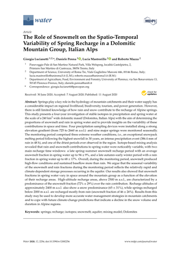 The Role of Snowmelt on the Spatio-Temporal Variability of Spring Recharge in a Dolomitic Mountain Group, Italian Alps