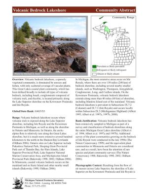 Volcanic Bedrock Lakeshore Community Abstract