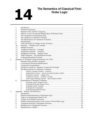14 the Semantics of Classical First- Order Logic