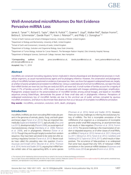 Well-Annotated Micrornaomes Do Not Evidence Pervasive Mirna Loss