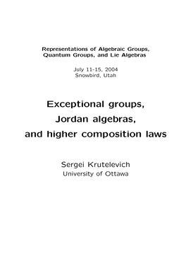 Exceptional Groups, Jordan Algebras, and Higher Composition Laws