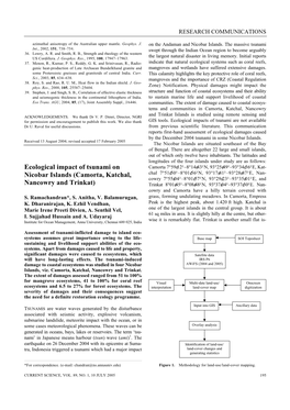 Ecological Impact of Tsunami on Nicobar Islands