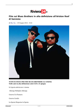 Film Sui Blues Brothers in Alta Definizione All'ariston Roof Di