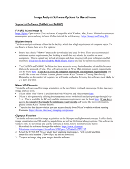 Image Analysis Software Options for Use at Home