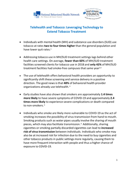 Telehealth and Tobacco: Leveraging Technology to Extend Tobacco Treatment