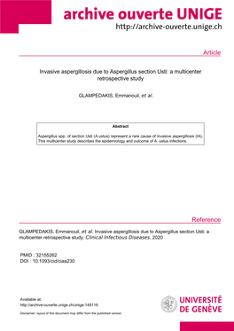 Aspergillus Section Usti: a Multicenter Retrospective Study