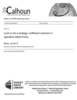 Inefficient Coercion in Operation Allied Force