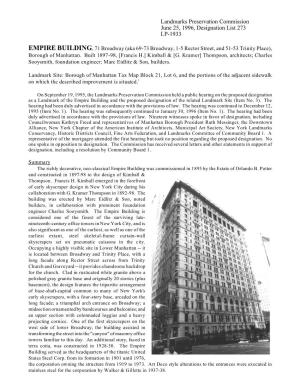 Empire Building Designation Report