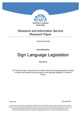 Sign Language Legislation