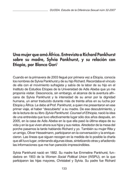 Una Mujer Que Amó África. Entrevista a Richard Pankhurst Sobre Su Madre, Sylvia Pankhurst, Y Su Relación Con Etiopía, Por Blanca Garí1