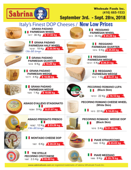 Italy's Finest DOP Cheeses / New Low Prices