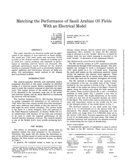 Matching the Performance of Saudi Arabian Oil Fields with an Electrical Model