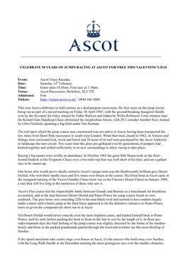 Celebrate 50 Years of Jumps Racing at Ascot for Free This Valentine’S Day
