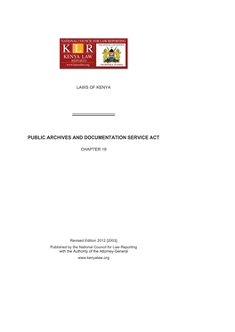Public Archives and Documentation Service Act