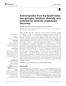 Actinomycetes from the South China Sea Sponges: Isolation, Diversity, and Potential for Aromatic Polyketides Discovery