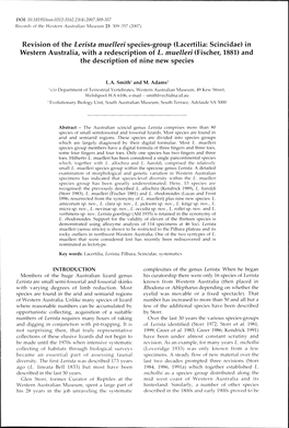 Lacertilia: Scincidae) in Western Australia, with a Redescription of L