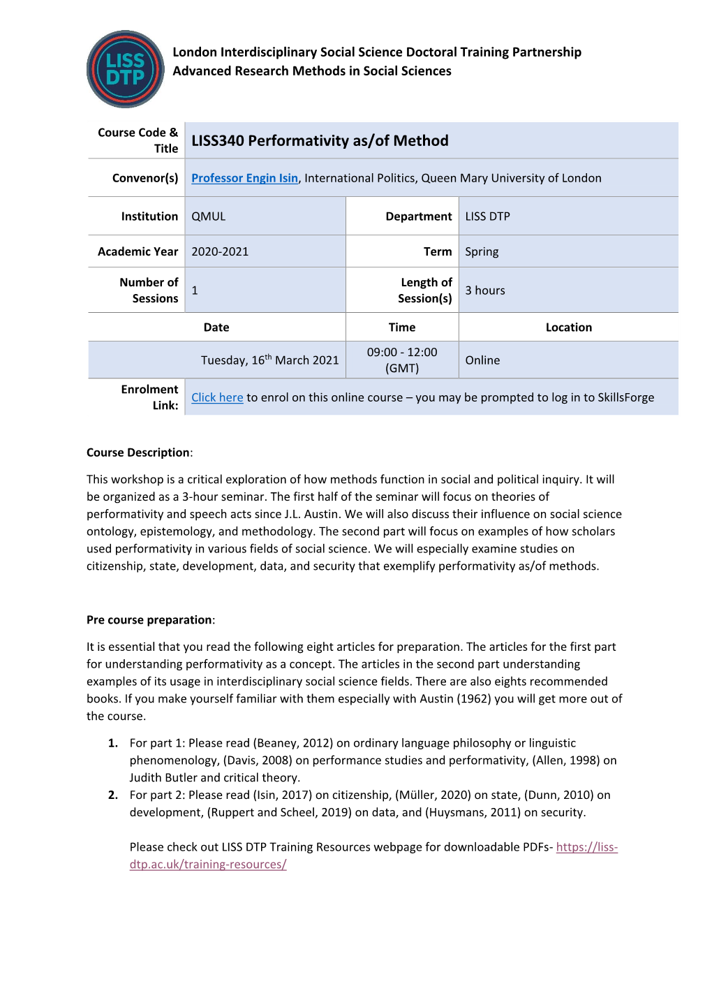 LISS340 Performativity As/Of Method