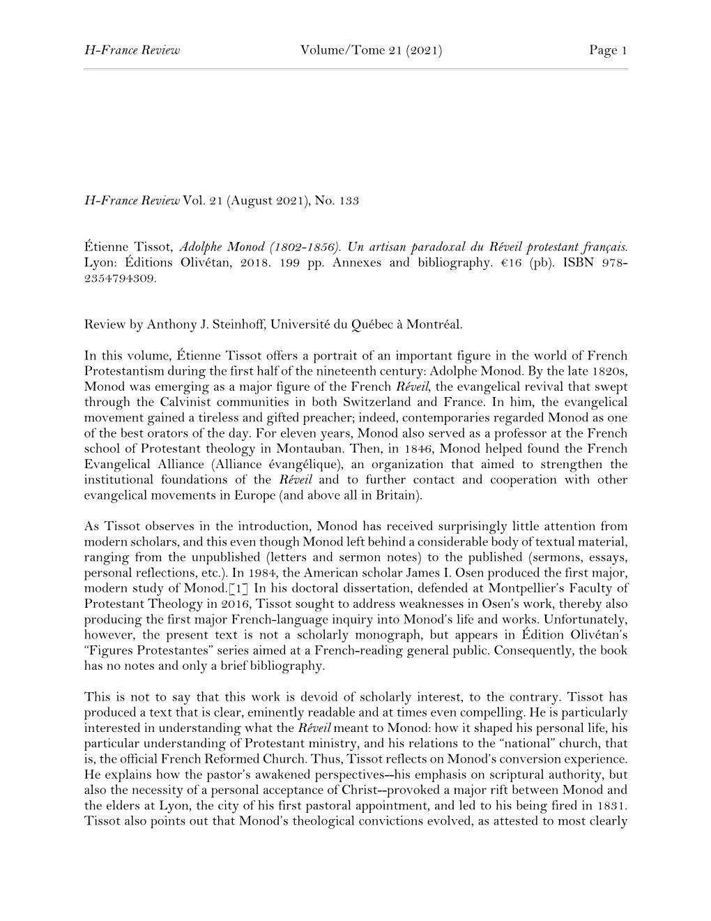 (August 2021), No. 133 Étienne Tissot, Adolphe Monod