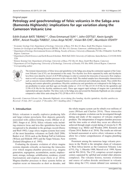 Petrology and Geochronology of Felsic Volcanics in the Sabga Area (Bamenda Highlands): Implications for Age Variation Along the Cameroon Volcanic Line