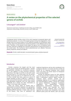 A Review on the Phytochemical Properties of Five Selected Genera of Orchids