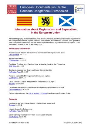 Information About Regionalism and Separatism in the European Union