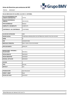 Aviso De Derechos Para Emisoras Del SIC