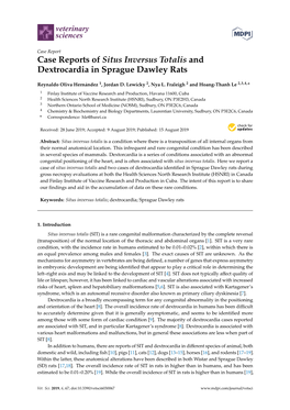 Case Reports of Situs Inversus Totalis and Dextrocardia in Sprague Dawley Rats