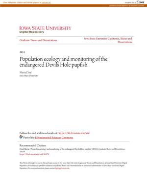 Population Ecology and Monitoring of the Endangered Devils Hole Pupfish Maria Dzul Iowa State University