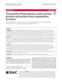 The Parasite Schistocephalus Solidus Secretes