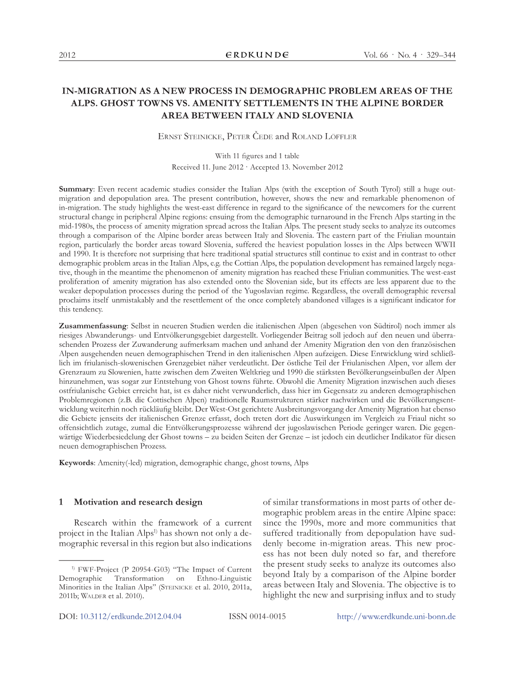 In-Migration As a New Process in Demographic Problem Areas of the Alps