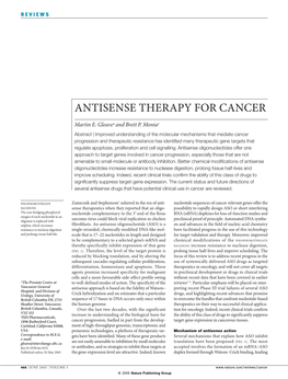 Antisense Therapy for Cancer
