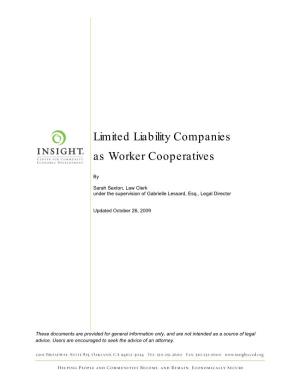 Limited Liability Companies As Worker Cooperatives 1