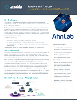 Tenable and Ahnlab Leveraging Network Intelligence to Stop Malware Cold
