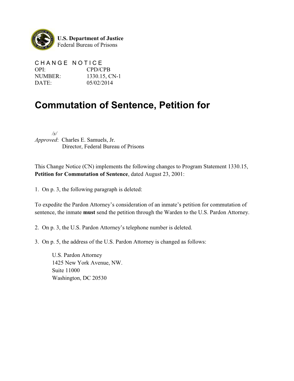 Commutation of Sentence, Petition For