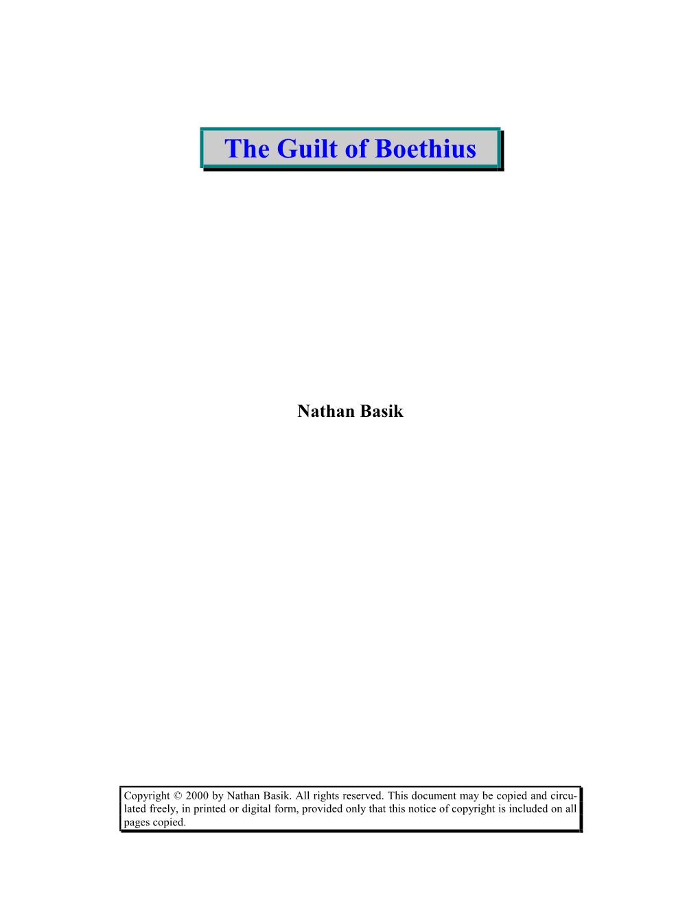 The Guilt of Boethius