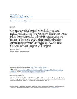 Comparative Ecological, Morphological, and Behavioral