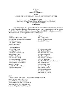 MINUTES of the FOURTH MEETING of the LEGISLATIVE HEALTH and HUMAN SERVICES COMMITTEE