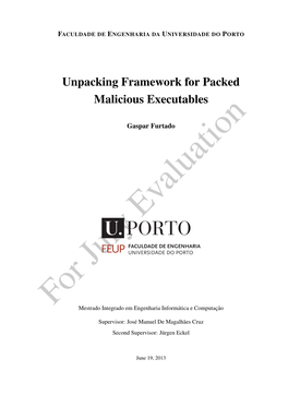Unpacking Framework for Packed Malicious Executables