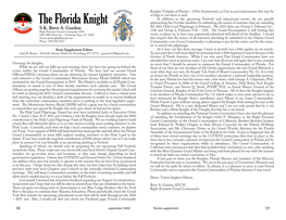 The Florida Knight Approaching the October Deadline for Submitting the Names of Ministers That Are Attending S.K
