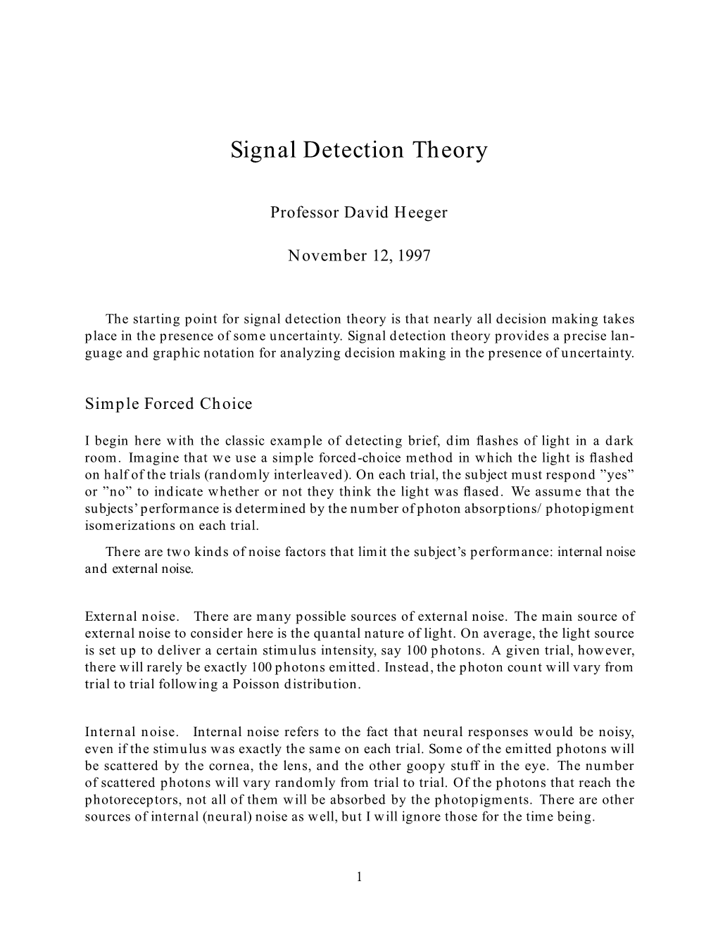 Signal Detection Theory