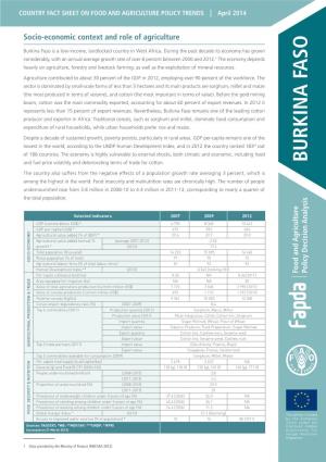 Burkina Faso Country Fact Sheet on Food and Agriculture Policy Trends