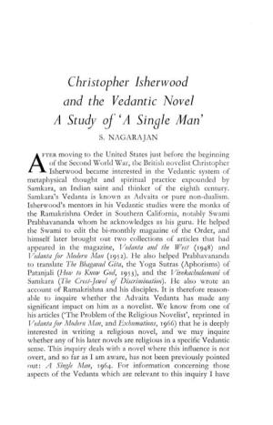 Christopher Isherwood and the Vedantic Novel a Study Oj 'A Single Man