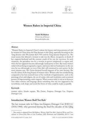 Women Rulers in Imperial China