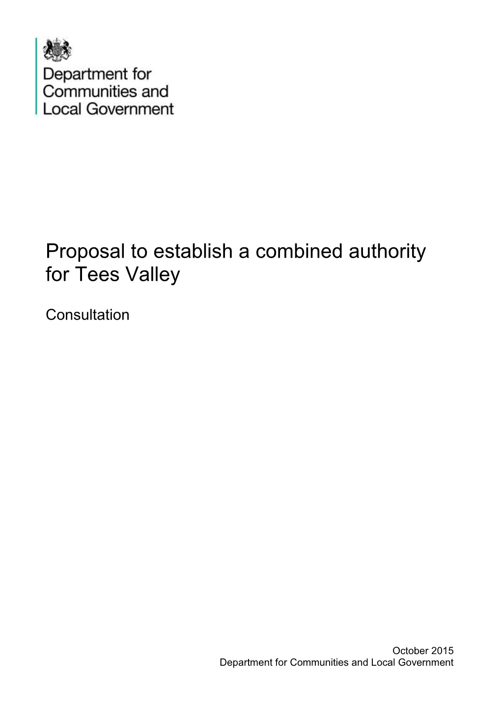 Proposal to Establish a Combined Authority for Tees Valley