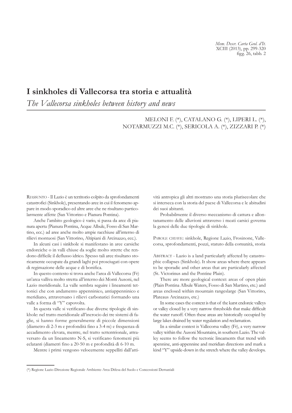 I Sinkholes Di Vallecorsa Tra Storia E Attualità the Vallecorsa Sinkholes Between History and News