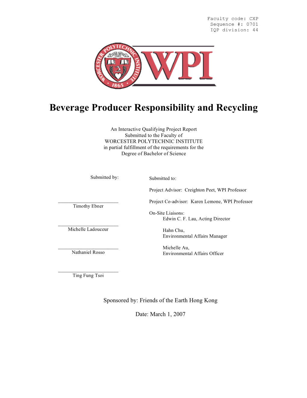 Beverage Producer Responsibility and Recycling