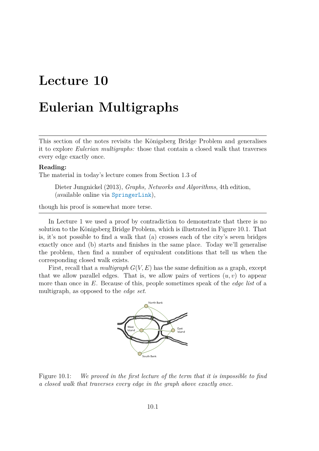 Lecture 10 Eulerian Multigraphs